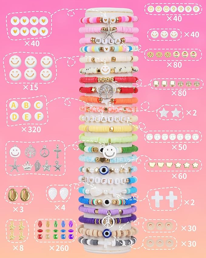 LovelyMoon Clay Beads Bracelet Making kit (48 Colors)