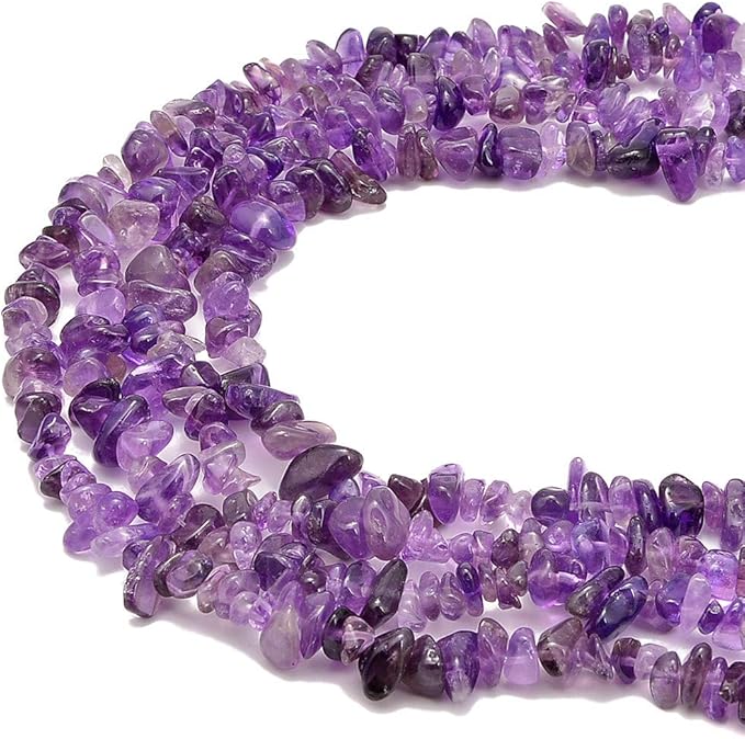 Gemstone Chips Natural Amethyst 3-5mm Healing Crystals Waist Bracelets Necklace Kit Irregular Stone DIY Crafts Design Jewelry Making Approxi 32 inch