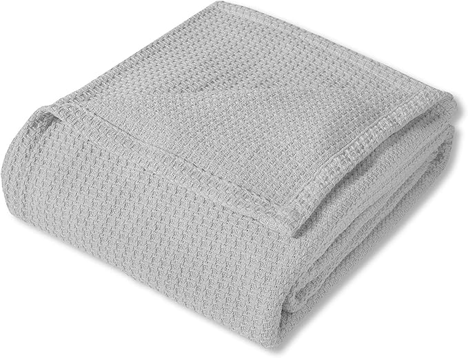 Sweet Home Collection 100% Fine Cotton Blanket Luxurious Weave Stylish Design Soft and Comfortable All Season Warmth, King, Silver (Pack of 1)