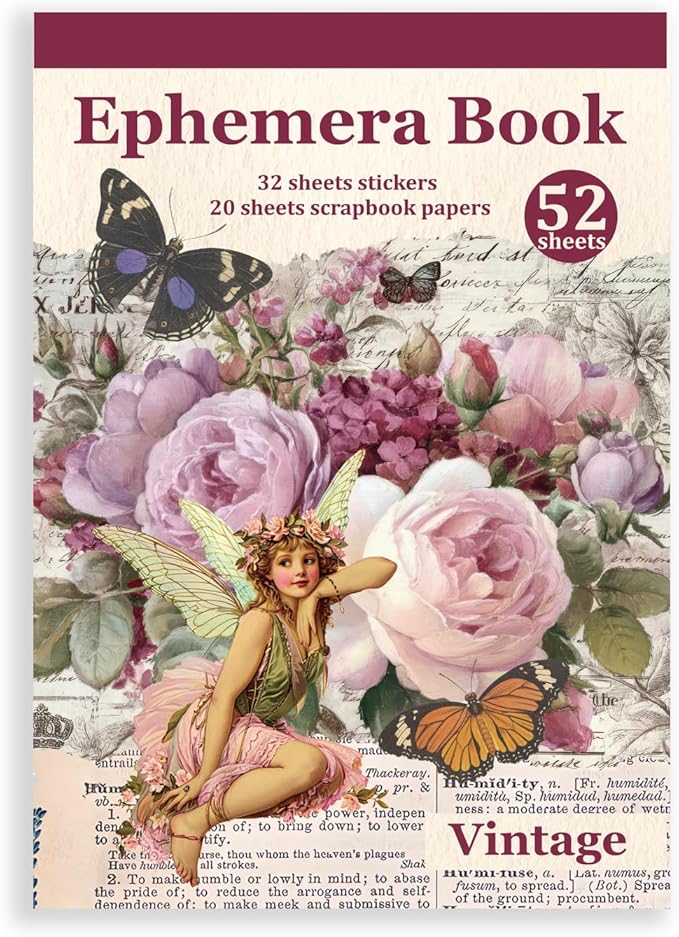 Vintage Sticker Book, 32 Sheets 496 Pcs Vintage Aesthetics Stickers & 20 Sheets Washi Paper for Journaling Scrapbooking Bullet Journals Planners Letter Card Making