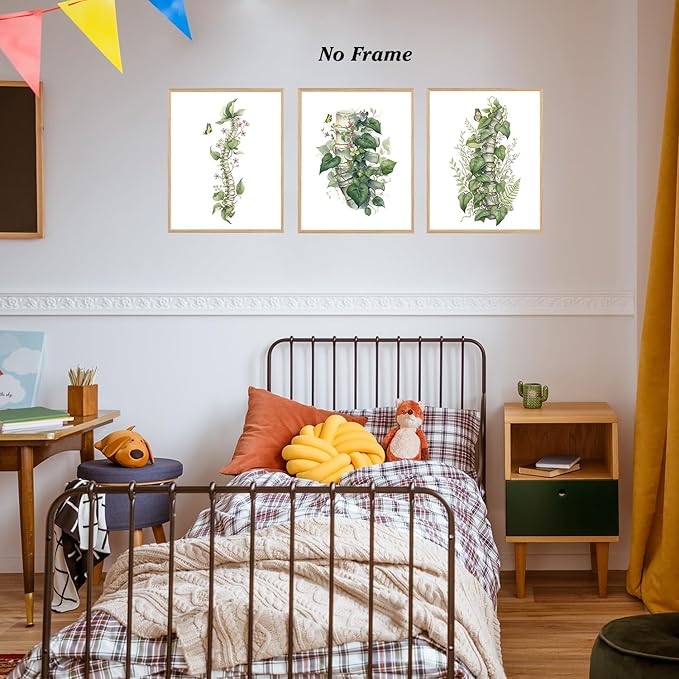 Boat Wades Chiropractic Green Botanical Unframed Wall Art Prints,Physical Therapy Posters & Prints For Office Clinic Hospital Decor,Gifts for Chiropractor 8x10 Set Of 4