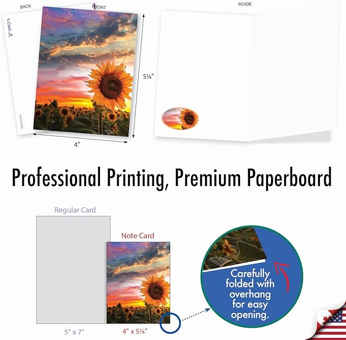 The Best Card Company - 20 Landscape Nature Note Cards Blank (4 x 5.12 Inch) (10 Designs, 2 Each) - Blooming Sunsets AM9263OCB-B2x10