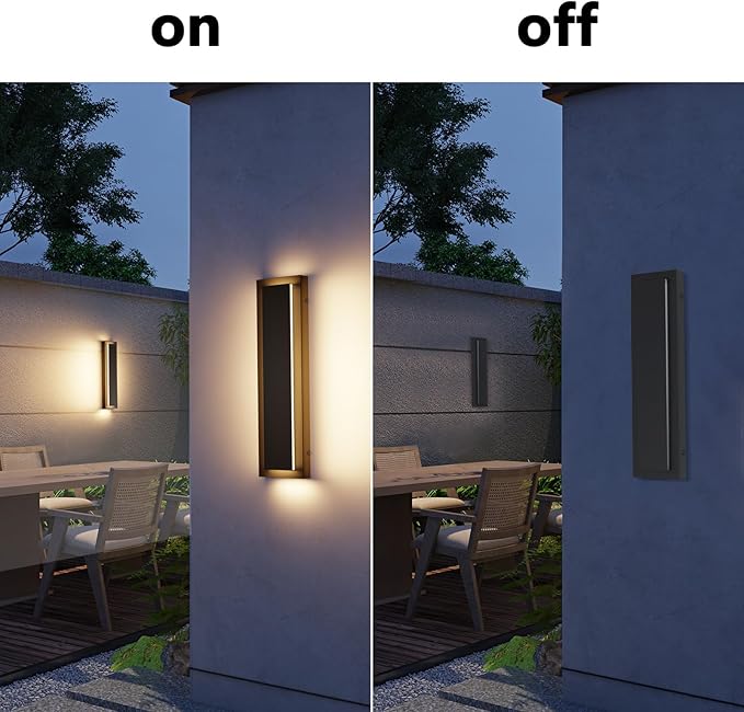 15.7’’ Outdoor Wall Light Fixtures, Modern Wall Sconces, Exterior Lighting Fixtures, 3000K Warm White, IP65 Waterproof, Corrosion-Resistant, Outside Lights for House, Porch, Garage -2 Packs