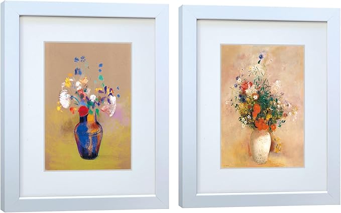 8x10 Picture Frame Set of 2 Made of Solid Wood Photo Frame with Real Glass for Pictures 5x7 with Mat or 8x10 Without Mat, Wall Mount or Tabletop Gallery Photo Frames in White