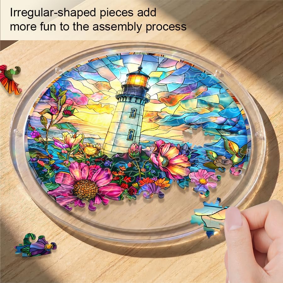 Acrylic Jigsaw Puzzle Suncatcher - Coastal Lighthouse - Image 2