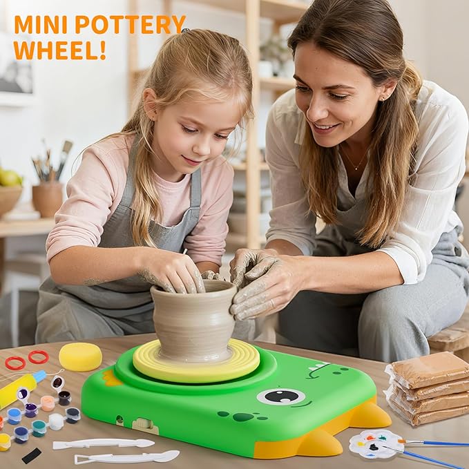 Skirfy Pottery Wheel for Kids - Arts and Crafts for Kids Ages 8-12,Complete Pottery Painting Kit Arts with Clays Mold,Art Supplies Toys for Girls Boy Birthday Gift for 6+,Christmas Gifts for Grandkids