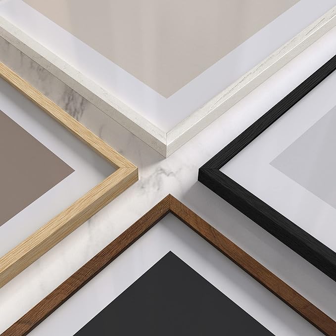 HAUS AND HUES Walnut Wood 9x12 Picture Frames - Set of 4, Natural Frames for Photos and Prints (Walnut Oak Frame)