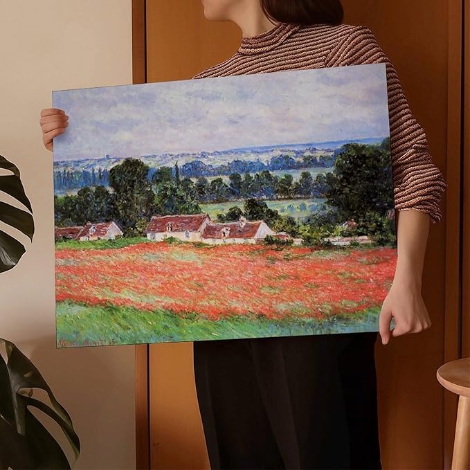 CFIOZYOS 40+ Monet Famous Print Posters Poppy Field at Giverny by Claude Monet Impressionism Art Wall Decoration Poster Family Bar Restaurant Garage Cafe Art Print Gift Frame 20×30inch(50×75cm)