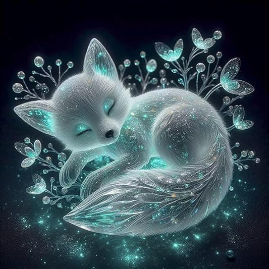 CHWGLFGG 5D Diamond Art Kits for Adults Beginners, Cute Fox Diamond Painting Kits, DIY Full Round Drill Paint by Diamonds Dot Gem Art for Adults, Home Wall Decor 13.7X 13.7 Inch