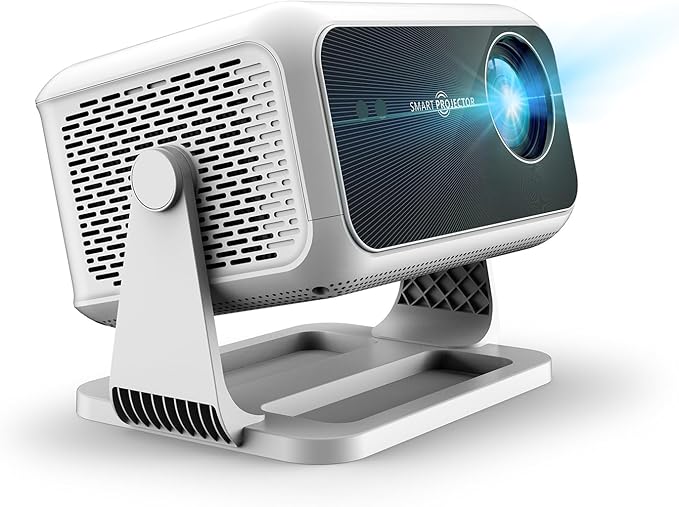 Smart Projector with WiFi and Bluetooth, 4K Support Android 13 Auto Focus 800 ANSI 1080P Native Portable Outdoor Indoor Home Video Projectors - Mirror Gray