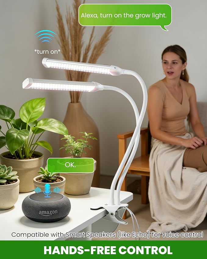yadoker Clip LED Growing Light Full Spectrum for Indoor Plants,Plant Lamp with 360°Rotatable Gooseneck,10 Level Dimmable, Automatic Timer, 5V Low Safe Voltage,Idea for Small Plants