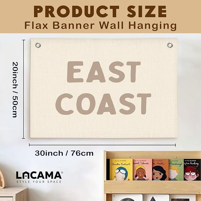 Lacama Coastal Nursery Boho Room Decor,Vintage East Coast wall art Banner, Coastal Cowgirl Wall Art Aesthetic Trendy Wall Art Dorm Decor For College Girls Canvas Banner 30x20 Inch