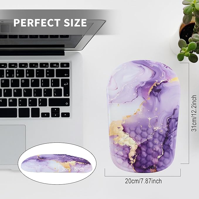 Ergonomic Mouse Pad with Wrist Support, Comfortable Memory Foam Mousepad with Massage Design and Non-Slip PU Base, Wrist Rest Mouse Pad for Office and Home, 12x8 Inch