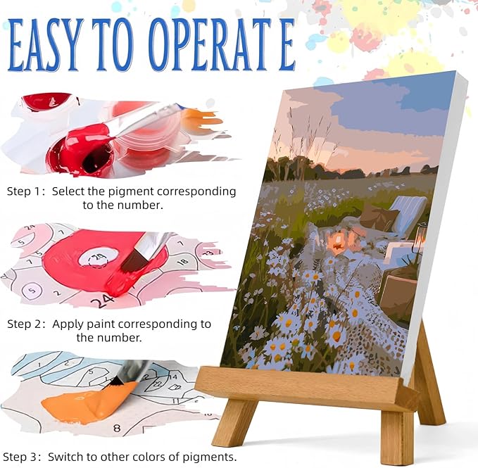 JYXSJYYD Paint by Numbers Kit for Adults Beginner,Sea of Flowers Paint by Number Kits Canvas Without Framed,Flower DIY Acrylic Oil Painting Adults Paint by Numbers Kits for Home Wall Decor 16x20 Inch