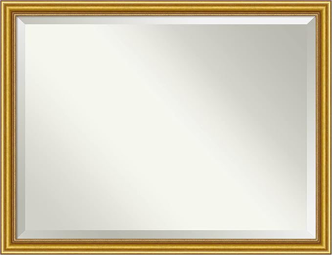 Amanti Art Gold Wall Mirror 34x44 Townhouse Gold Rectangle Bathroom Mirror for Wall Decor Living Room, X-Large Traditional Wood Frame, Hangs Horizonally and Vertically, Bathroom Decor, Beveled Edge