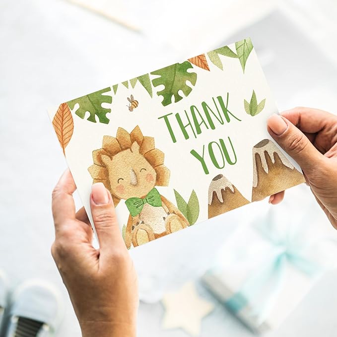 36 Pack Dinosaur Thank You Cards Cute Greeting Cards with Envelopes Stickers Blank Note Cards for Birthday Baby Shower, 4 x 6 Inch