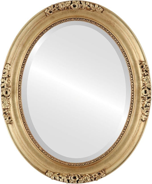 OVALCREST Oval Beveled Wall Mirror for Home Decor - Versailles Style - Antique Gold Leaf - 22x28 Outside Dimensions