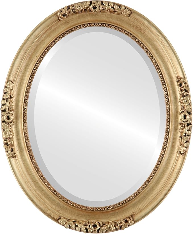 OVALCREST Oval Beveled Wall Mirror for Home Decor - Versailles Style - Antique Gold Leaf - 20x24 Outside Dimensions