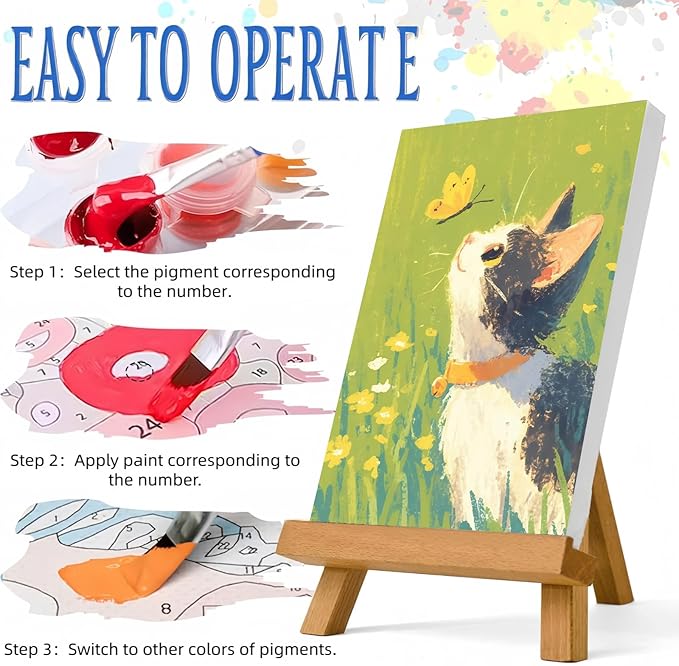 Paint by Numbers Kit for Adults Beginner,Butterfly Cat Wildflowers Easy Paint by Number Kits Canvas Without Framed,DIY Acrylic Oil Painting Adults Paint by Numbers Kits for Home Decor 16x20 Inch
