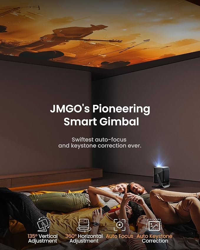 JMGO N1S Pro True 4K Triple Laser Projector, GTV, Netflix, 2250 ISO Lumens, Blu-ray 3D, Auto Focus, 300", 110% BT.2020, 1600:1 Contrast, HDR10, Dolby Digital Plus, 17ms Low Latency.