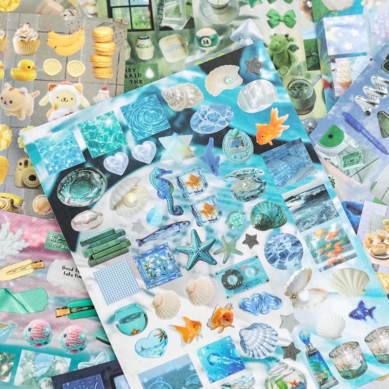Japanese Retro Sticker Book, 800 Cartoon Stickers Book with Art Coated Paper Creative Activity Stickers for Adults, DIY Scrapbooking Phone Cases Laptops Party Gifts (Windchime Dream) - Image 4