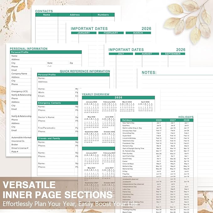 GuassLee 2026 Weekly Monthly Planner A5, 12-Month Hardcover Calendar Planner with Tabs, Stickers & Pocket, January 2026 to December 2026 Daily Planner Organizer for Work School Home