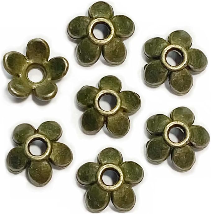 Bronze Petal Bead Caps Antique Silver Spacer Bead Caps for Bracelet Necklace Earrings Jewelry Making Supplies Findings Fit 10-12mm Round Beads 500Pcs