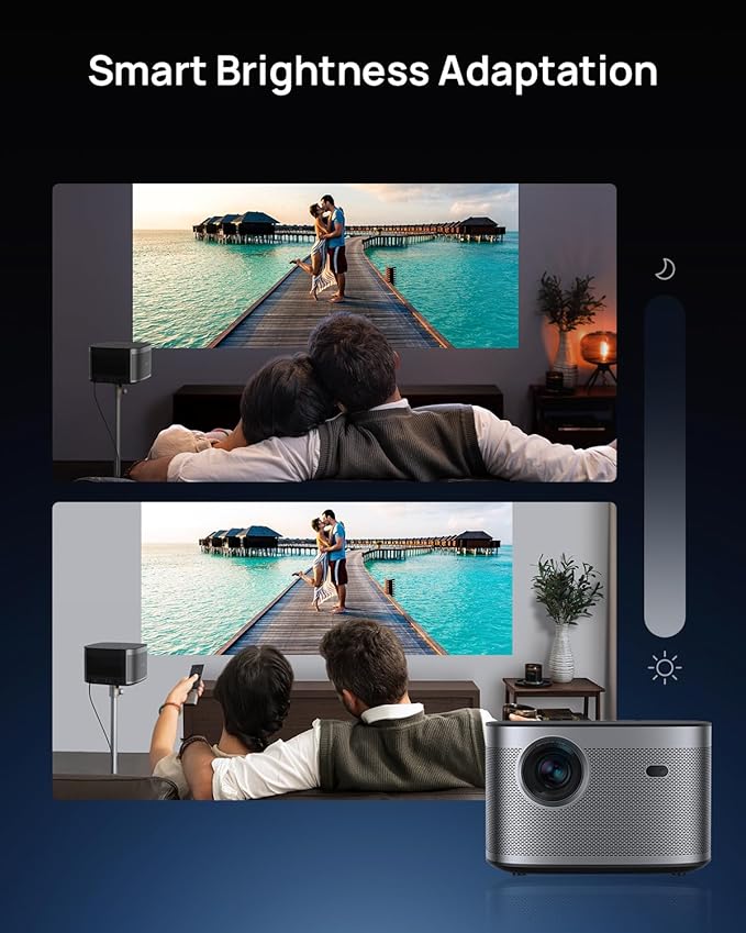 XGIMI HORIZON 1080p FHD Projector 4K Supported Movie Projector, 1500 ISO Lumens, Harman Kardon Speakers, Android TV 10.0, Auto Focus, Auto Keystone Correction, Auto Object Avoidance, WiFi Bluetooth