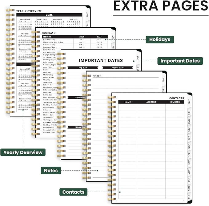 2026 Planner, Weekly and Monthly Calendar Planner for Women, Jan 2026 - Dec 2026, Hardcover Planning Agenda book with Tabs, Spiral Bound, Inner Pocket, Perfect for School Office Supplies, 6.3" x 8.5" - Songbird Forest
