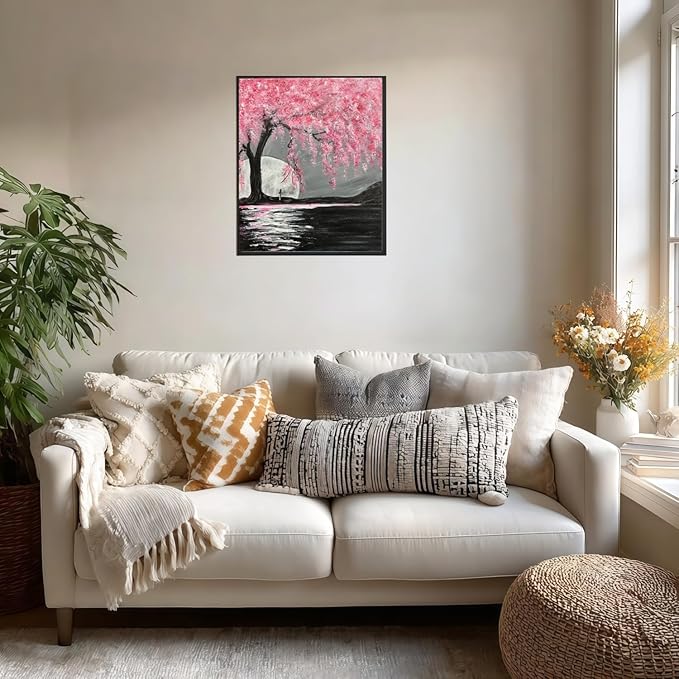 CSZPPQAF Paint by Numbers Kit for Adults Beginner, Cherry Blossom Tree Adult Paint by Number Kits on Canvas,DIY Acrylic Watercolor Easy Oil Painting Kit for Home Wall Decor 16X20inch