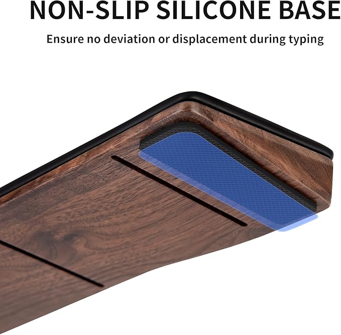COLORCORAL Wrist Rest for Computer Keyboard Ergonomic Wrist Support with Memory Foam Walnut Wooden Wrist Pad with Anti-Slip Rubber Base for Typing Pain Relief Comfort for Office, Gaming
