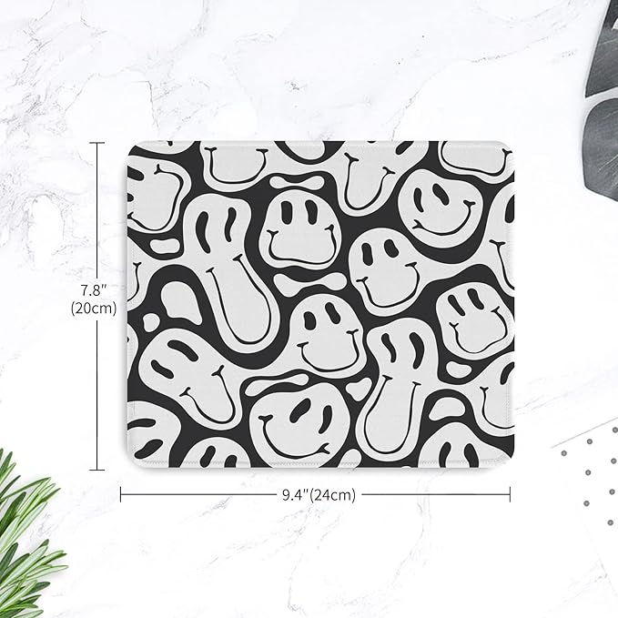 Seorsok Square Mouse Pad Cute Retro Smiley Hippie,Office Home Personalized Premium-Textured Mouse Mat Design,Waterproof Mousepad,Non-Slip Rubber Base Computer Mouse Pads for Wireless Mouse