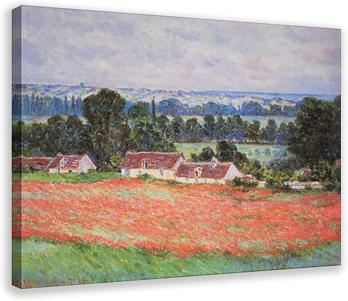 CFIOZYOS 40+ Monet Famous Print Posters Poppy Field at Giverny by Claude Monet Impressionism Art Wall Decoration Poster Family Bar Restaurant Garage Cafe Art Print Gift Frame 20×30inch(50×75cm)