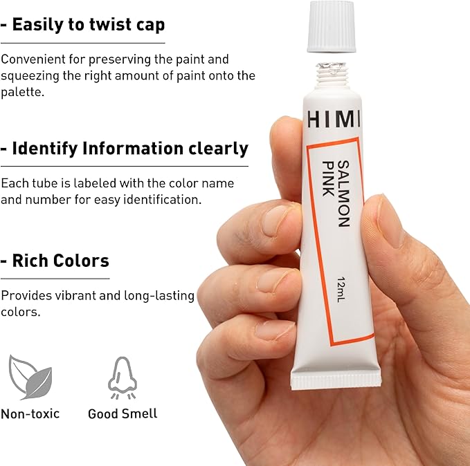 HIMI Gouache Paint Tube Set -36 Colors 12ml, with Rich Pigments, Gouache paint Non-Toxic, suitable for Beginners, Artists, and Hobby Painters. Beautiful Gifts for Art Supplies Painting（36 colors）
