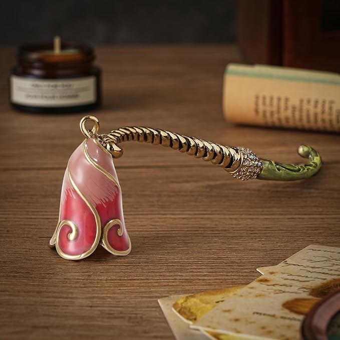 Candle Snuffer Extinguisher with Diamond Decoration Long Handle, Alloy Wick Flame Candle Put Out Tool Safely, Gift for Candle Lovers (Red Green)