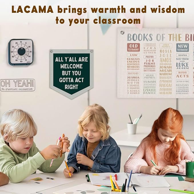 Lacama Retro Classroom Wall College Dorm Decor, All Y'all Are Welcome But You Gotta Act Right Banner, Retro Wall Hanging Banner Pennant Flag for Bedroom Kids Room Playroom Decor,12.4x14 in
