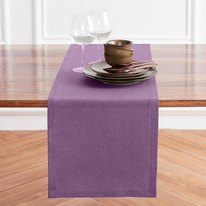 Solino Home Linen Table Runner 108 Inches Long - 100% Pure Linen Mulberry Table Runner 14 x 108 Inch for Valentines, Spring, Easter - Diana Medium Weight