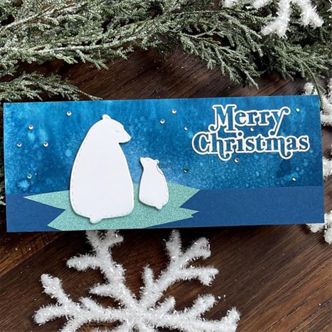 DzIxY Shadow English Words Merry Christmas Metal Cutting Dies for Card Making Kit Embossing Paper Die Cuts Set Scrapbook Stencils Supplies Machine Templates