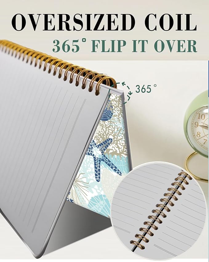 Spiral Journal Notebook,A5 Hardcover Lined Journals for Women 6 x 8.3 in,60 Sheets 120 Pages Thick Paper,Cute College Ruled Writing Notebook for Office Work School(Cute Algae Corals Seashells)