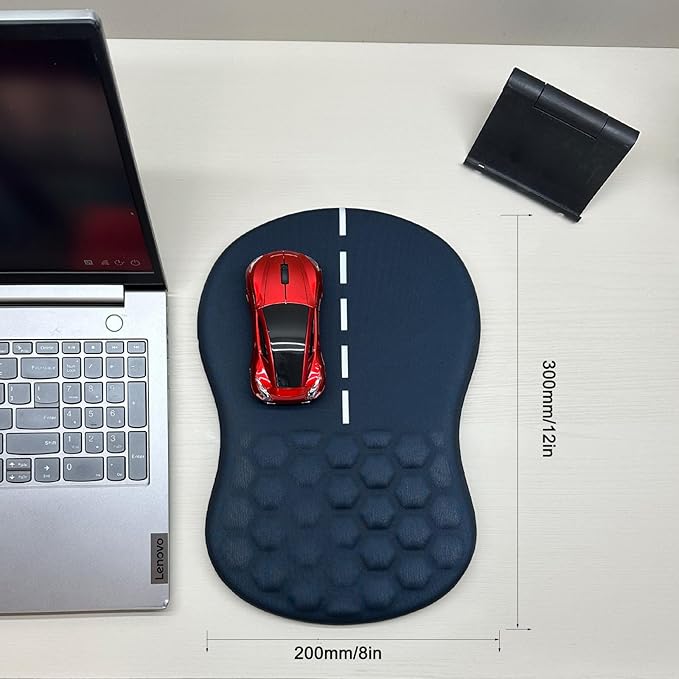 Road Mouse Pad for Car Mouse with Wrist Rest, Ergonomic Mousepad for Wrist Pain Relief with Wrist Support, 12L x 8W inches