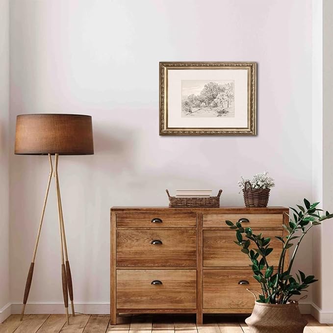 Uniro Neutral Wall Art for Home Decor, Farmhouse Landscape Tree Sketch Drawing Wall Decor, Rustic Nature Canvas Prints Antique Moody Neutral Landscape Oil Painting Vintage Art Pictures for Bedroom Bathroom Decor( 8" x 10"-UNFRAMED)