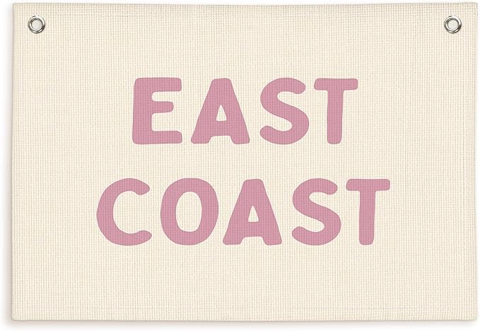 Lacama Coastal Nursery Room Decor,Vintage Pink East Coast wall art Banner, Coastal Cowgirl Wall Art Aesthetic Trendy Wall Art Dorm Decor For College Girls Canvas Banner 30x22 Inch