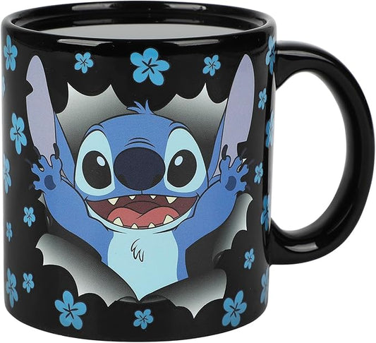 Disney Stitch Breaking Barrier 16 Oz Heat-Reactive Black Ceramic Mug