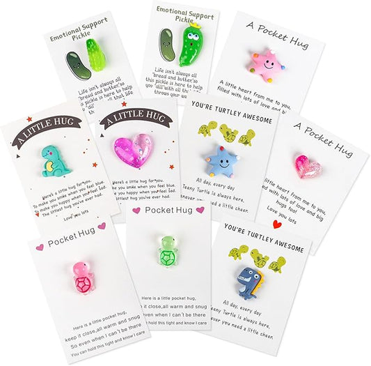10 Sets Mini Cute Size DIY Pocket Hug with Motivational Quotes, Awesome Inspirational Gift, Thank You Note Cards Greeting Card Mini Sea Turtle Card Gift, Daily Inspirational Cards