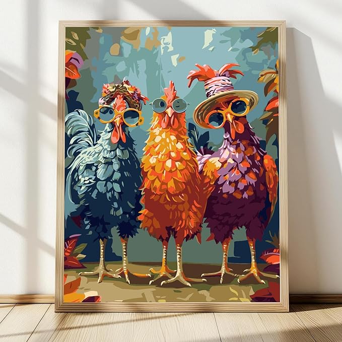 Paint by Numbers Kit for Adults Beginners,Animal Digital Painting for Home Wall Decoration and Gifts,Abstract Rock Chicken Frameless Beginner DIY Acrylic Watercolor Oil Painting (16x20 inches)