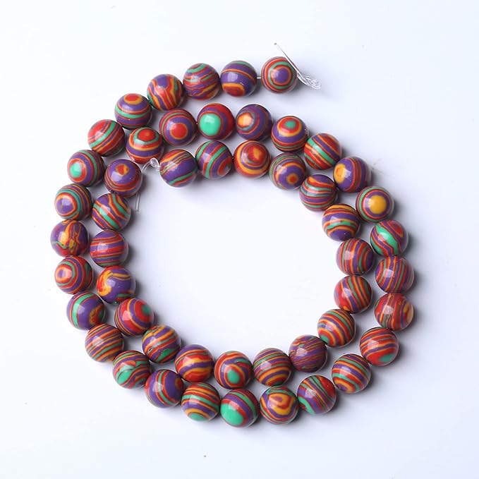 90pcs 4mm Natural Stone Beads Rainbow Malachite Round Loose Beads for Jewelry Making DIY Bracelet Crystal Energy Healing Power Stone(4mm, Colorful Malachite)