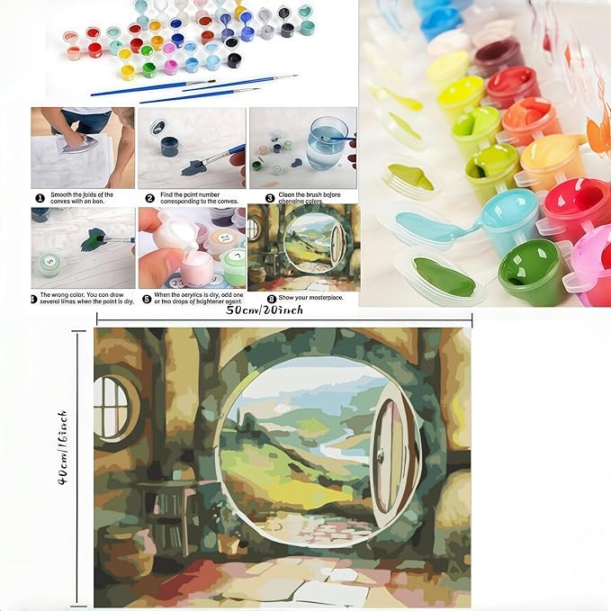 CSZPPQAF Paint by Numbers for Adults Beginner, Dream House Paint by Number Kits on Canvas, DIY Acrylic Oil Painting by Numbers for Home Wall Decor 16X20inch