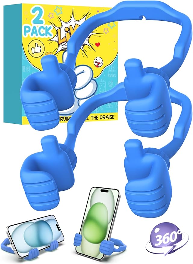 Stocking Stuffers Gifts for Teens Boys Girls Cell Phone Stand: Upgrade for Men Adults Kids Adjustable Lazy Thumbs Up Phone Holder for Desk Cool Gadgets Fun Gifts Ideas for Him Wife