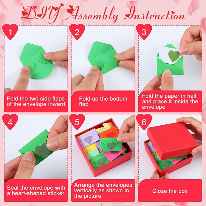 60 Set Mini Love Notes for Him Her with Envelope Valentines Day Gift Card Holder Mini Card with Envelope Long-Distance Relationship Gift for Him Her(1.8 x 1.2 Inch,Love Heart,Assorted Colors)