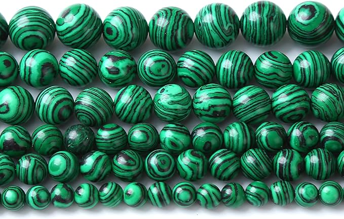 90pcs 8mm Synthetic Green Malachite Beads Natural Stone Round Loose Spacer Beads for Jewelry Making DIY Necklaces Bracelets 2 Strand 32"